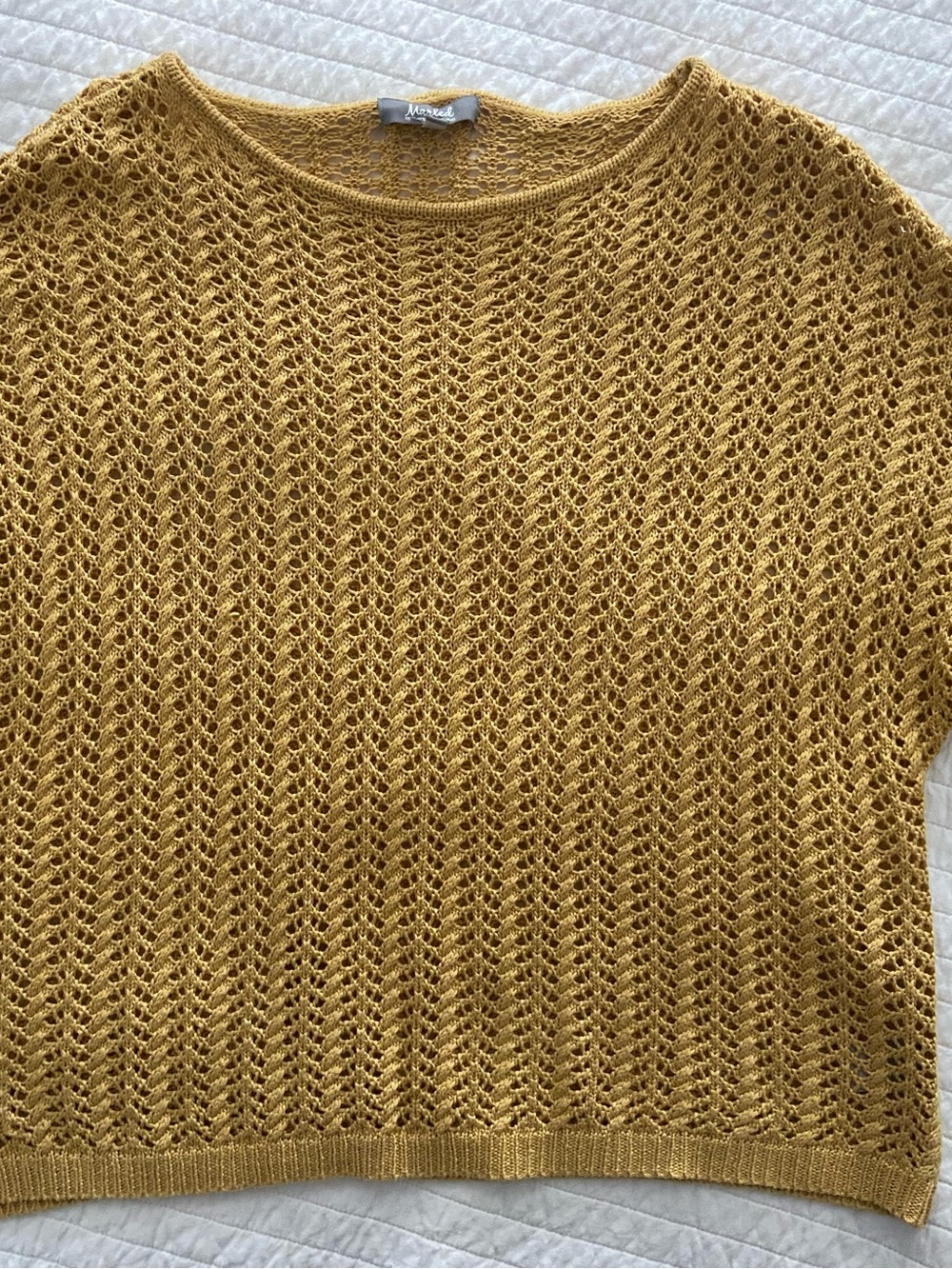 Mustard Open-Knit Women's Sweater